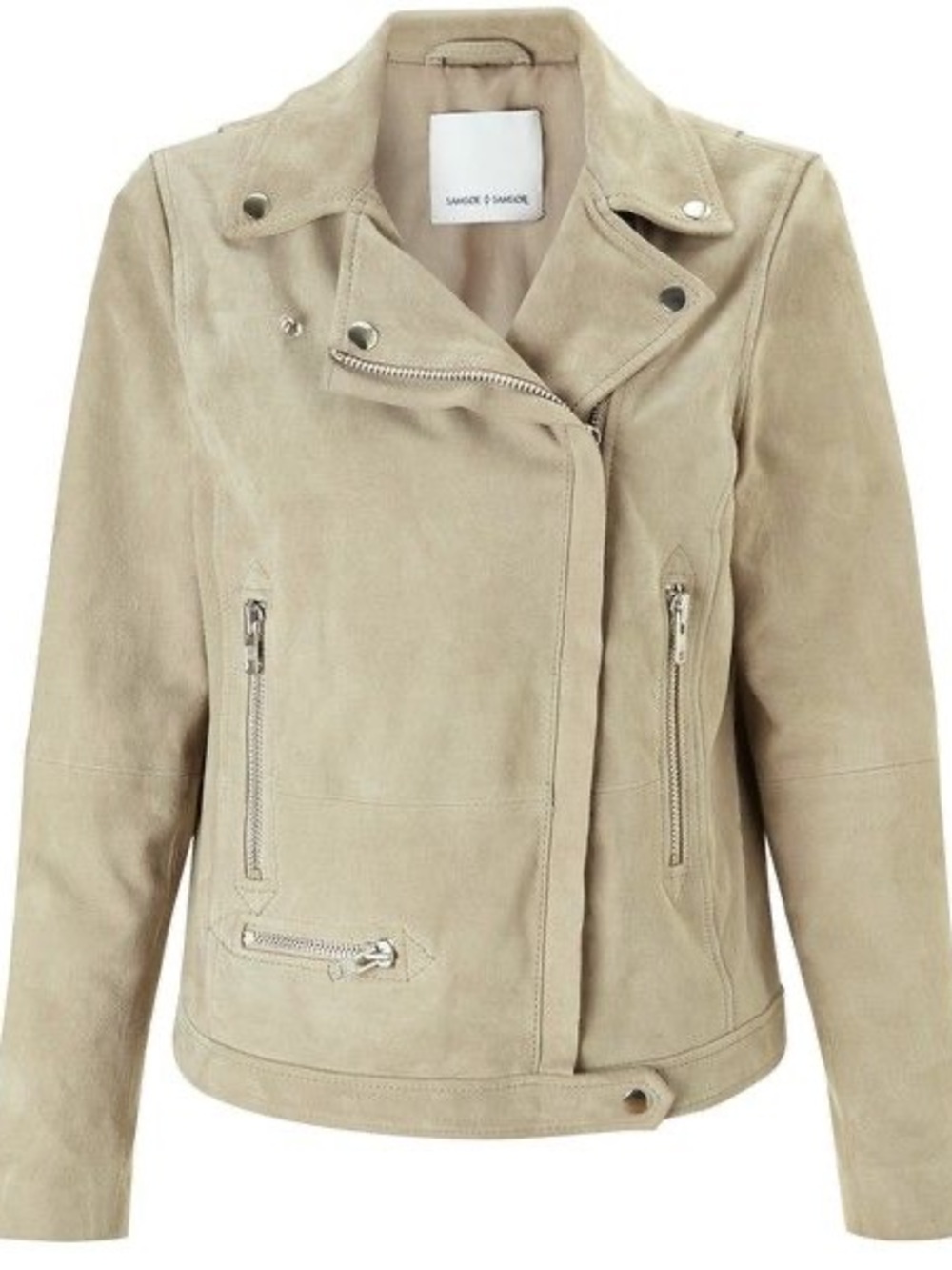 Samsøe Samsøe Anis Suede Leather Moto Jacket in khaki